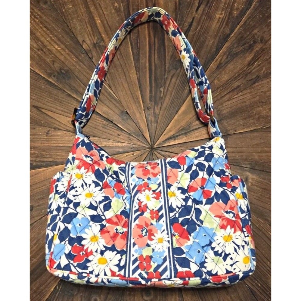 Vera Bradley Multicolor Floral Zip Top Shoulder Bag Purse, Medium w/ Pockets